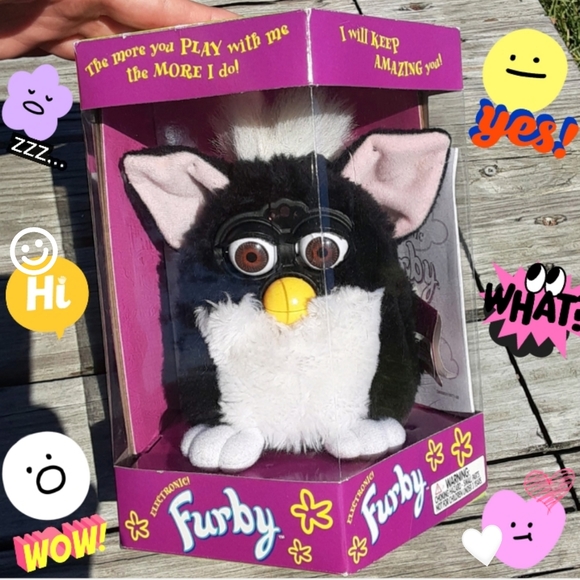 black and white furby